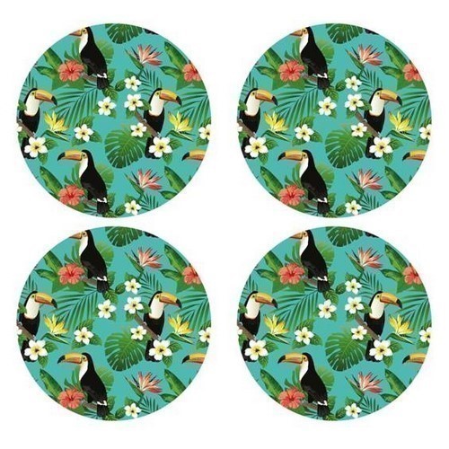 SET 4 POSAVASOS KOALA TOUCANS 9CMS PLASTICO